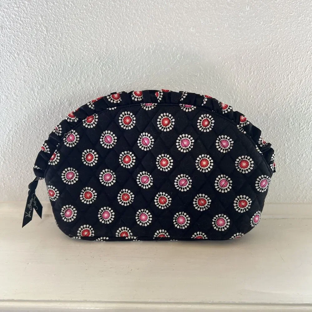 Vera Bradley Scalloped Ruffled Edge Small Bag Clutch Black And White